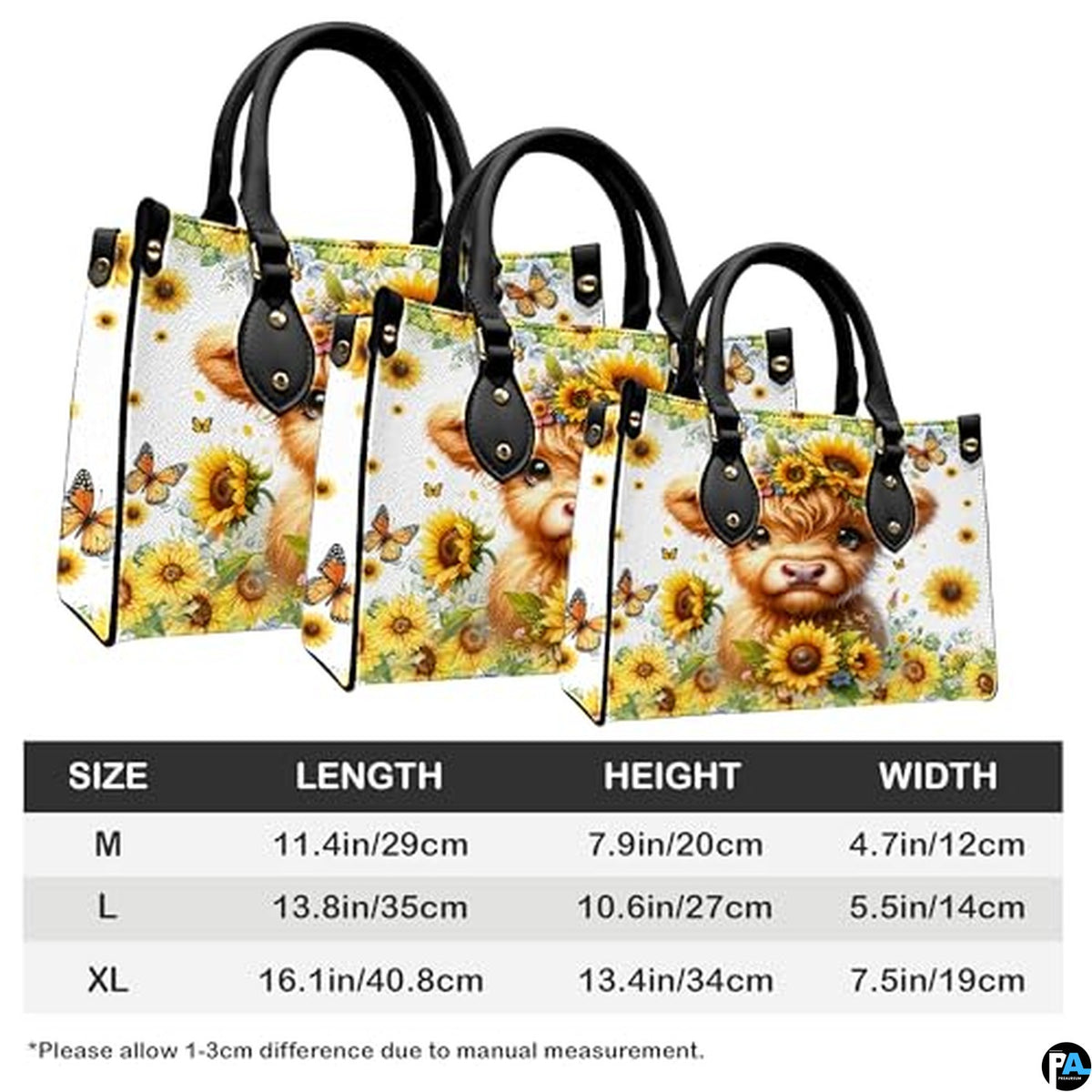 Highland Cow Leather Handbag Custom Cow Purse for Women Country Farm PU Leather Tote Gifts for Farmers Girls Mom Gift