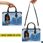 Companion accessory displaying blue nurse character art placed beside a coordinating item in a studio.