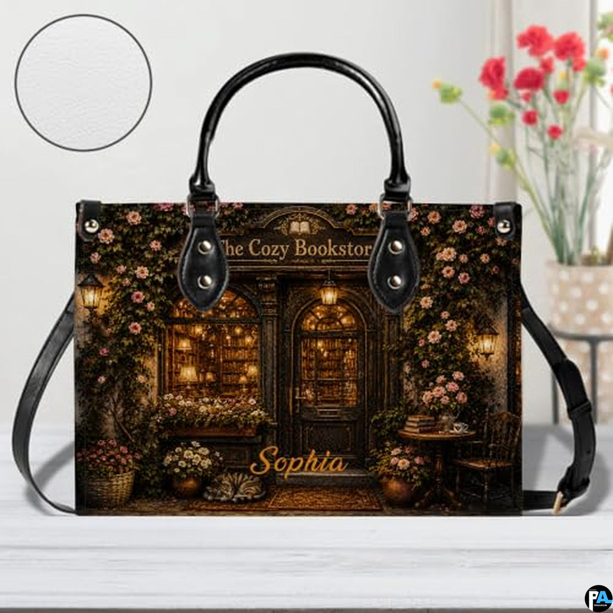 Personalized Cozy Bookstore Sleeping Cat Shoulder Bag for Book Lovers