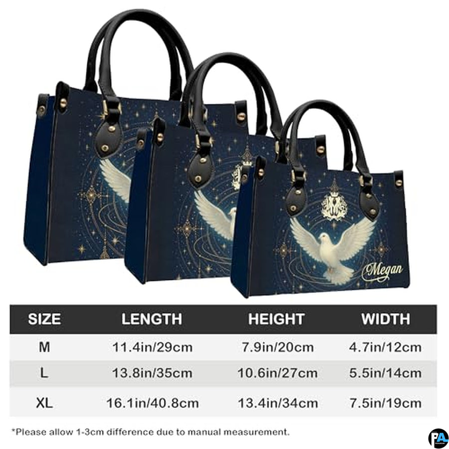Custom Catholic Virgin Mary Leather Bag, Personalized Name Handbags and Purses for Christian Women Religious Bag Gifts