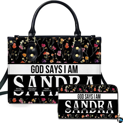 Pressed wildflower pattern on black ground with horizontal divider band and matching companion accessory.