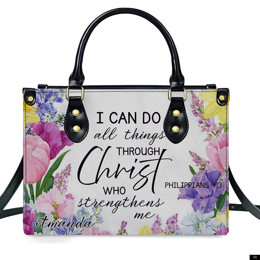 PREAUREUM "{split_values}" Personalized {collection_title} Leather Handbag