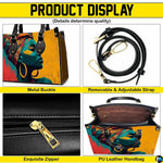 Product display showing buckles, strap, zipper, and interior compartment