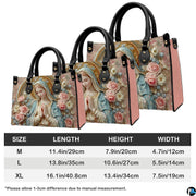 Size reference chart showing medium, large, and extra-large handbag dimensions