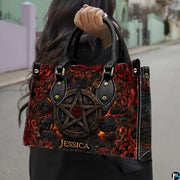 Personalized Halloween Leather Handbag – Custom Witch 3D Printing Effect Purses For Women – Spooky Gothic Shoulder Bag