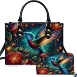 Luminous Jewel Hummingbird Handbag & Matching Wallet Set