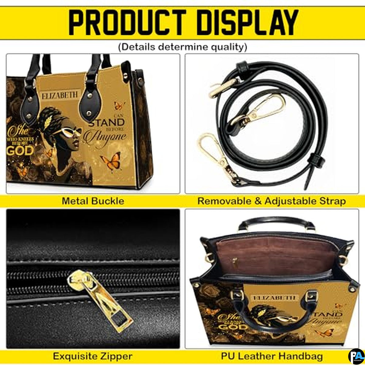 Personalized African American Leather Bag, African Purse, Gifts for Black Girl Women, Black History Handbags