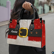 Side profile view displaying clean edge finishing and continuous red glitter pattern wrapping.