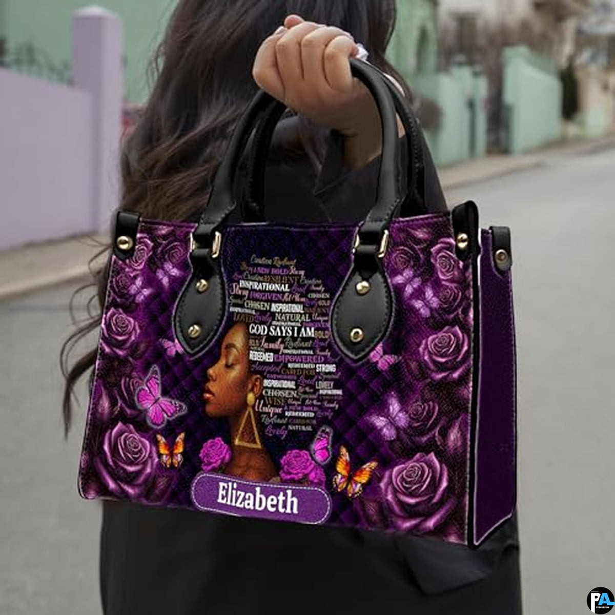 Personalized African American Leather Bag, African Purse, Gifts for Black Girl Women, Black History Handbags