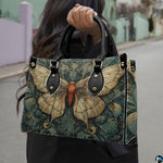 Personalized Butterfly Leather Handbag – Gothic Moon Bag with Adjustable Strap and Matching Witchcore Purse for Women