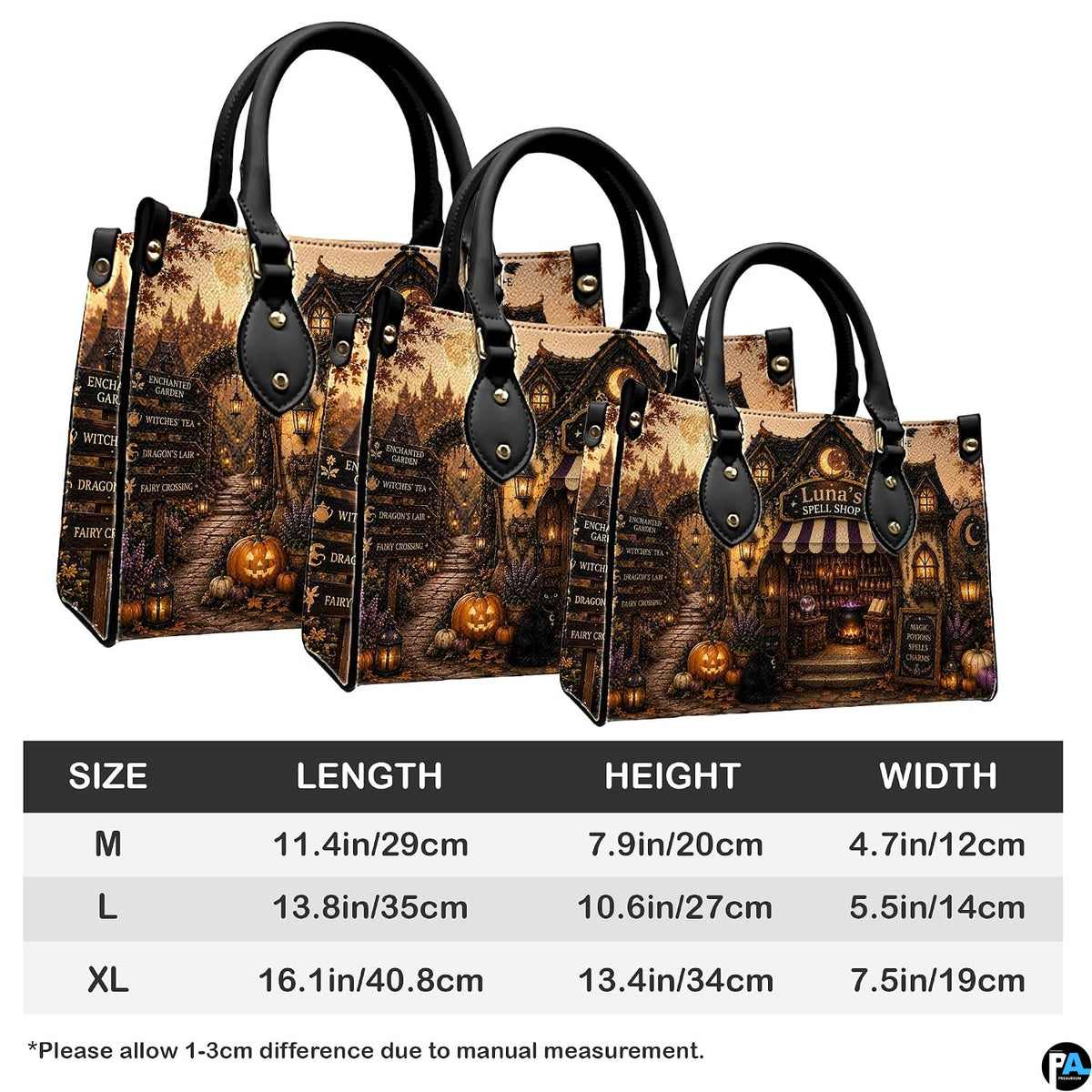 Structured proportional scaling chart outlining silhouettes for the apothecary art accessory.