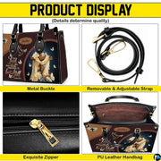Four-panel showcase illustrating design details, hardware, and interior layout.