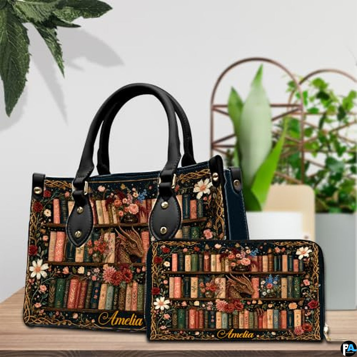 Personalized Book Lover Leather Handbag for Women, 3D Bookstore Library Tote Bag, Literary Gift for Readers, Bookworms