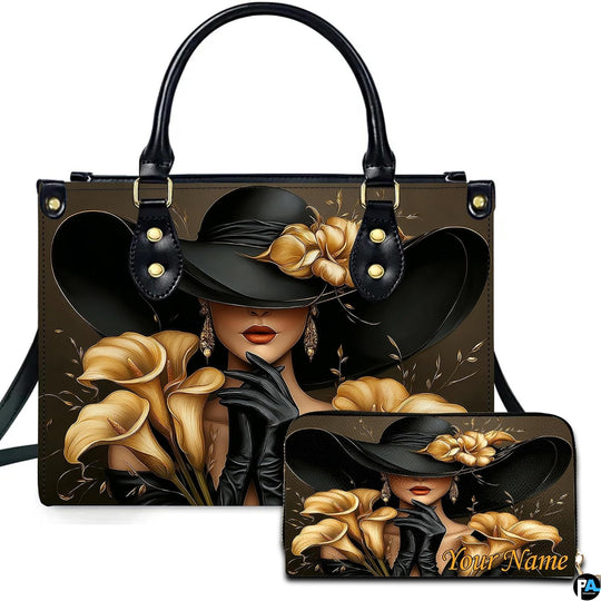Personalized Black Women Leather Bag, Custom Name African Purses and Handbags Gifts for Mom Birthday Christmas Mothers Day