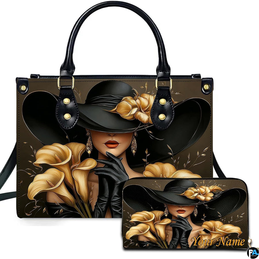 Personalized Black Women Leather Bag, Custom Name African Purses and Handbags Gifts for Mom Birthday Christmas Mothers Day