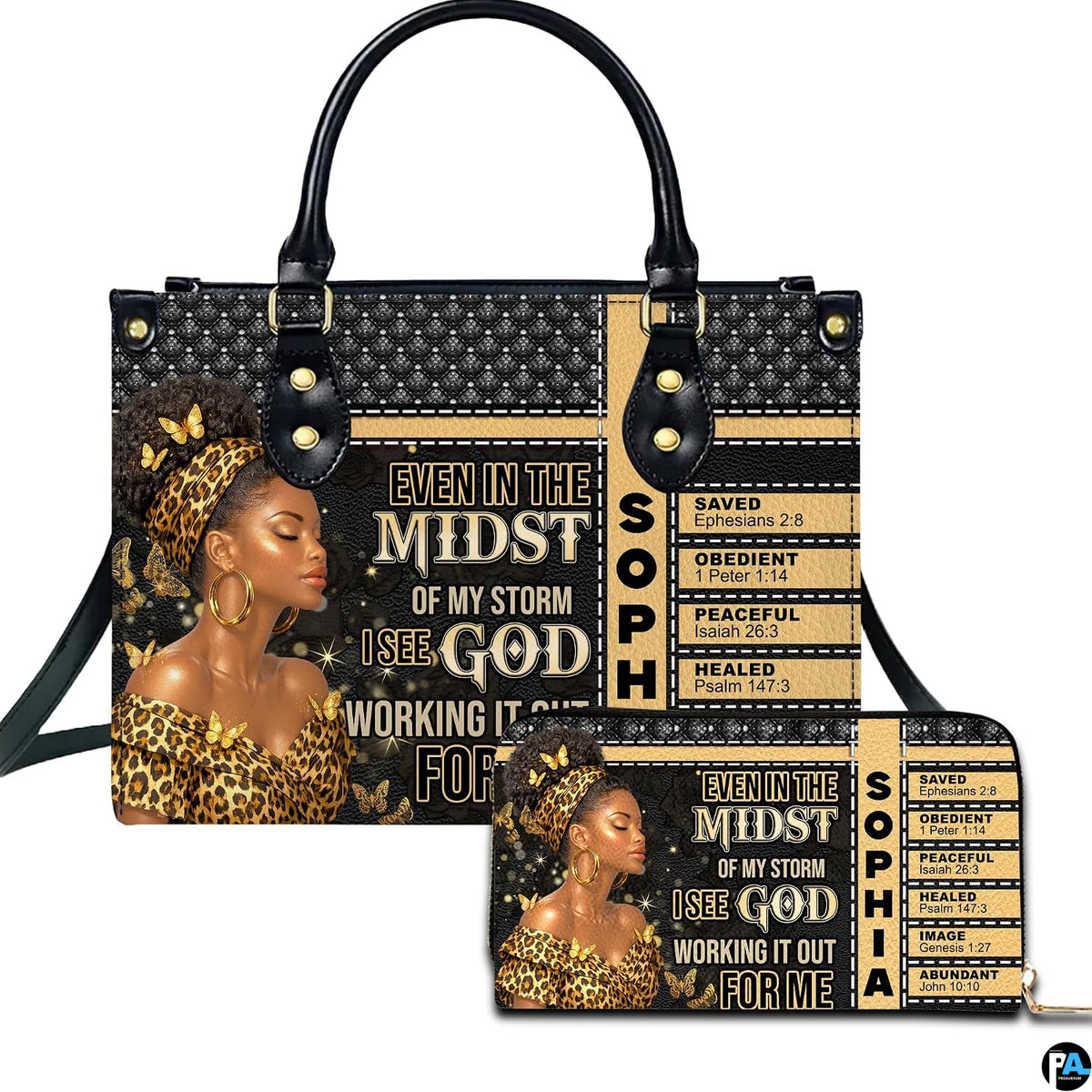 Personalized African American Leather Bag, African Purse, Gifts for Black Girl Women, Black History Handbags