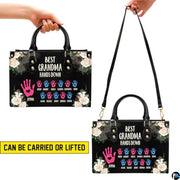 Mothers Day Gift Leather Bag- Personalized Grandmas Purse With Grandkids Names, Grandma Handbag Birthday Gifts For Mom Women