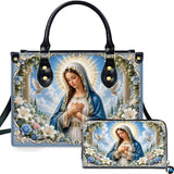 White Doves Madonna Handbag and Matching Wallet Set