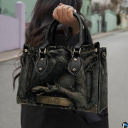Personalized Animal Leather Handbag – Custom Name Flowers with 2D Print with 3D Effect – Gift for Gramma, Mom, Daughter
