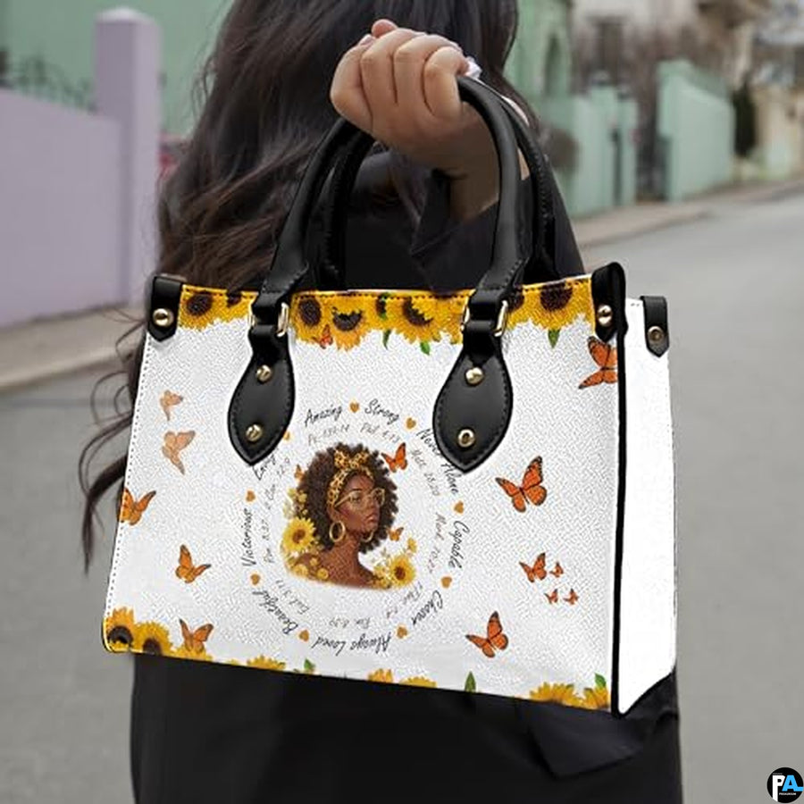 Personalized Leather Handbag for Black Women, Custom African Purse Bag Set, Birthday Meaningful Gifts for Mom, Friend
