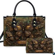 Personalized Animal Leather Handbag – Custom Name Flowers with 2D Print with 3D Effect – Gift for Gramma, Mom, Daughter