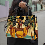Outdoor street lifestyle display of the tropical sunglasses fashion accessory held by dual handles.
