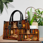 Personalized Book Lover Leather Handbag for Women, 3D Bookstore Library Tote Bag, Literary Gift for Readers, Bookworms