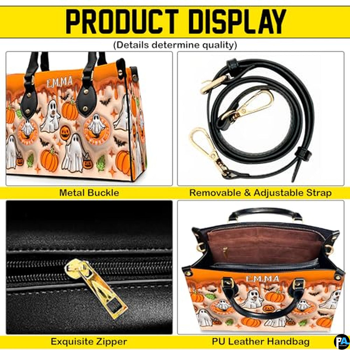 Personalized Witch Leather Bags, Halloween Purses For Women, Witch Art Bag, Spooky Halloween Purses, Holiday Gifts