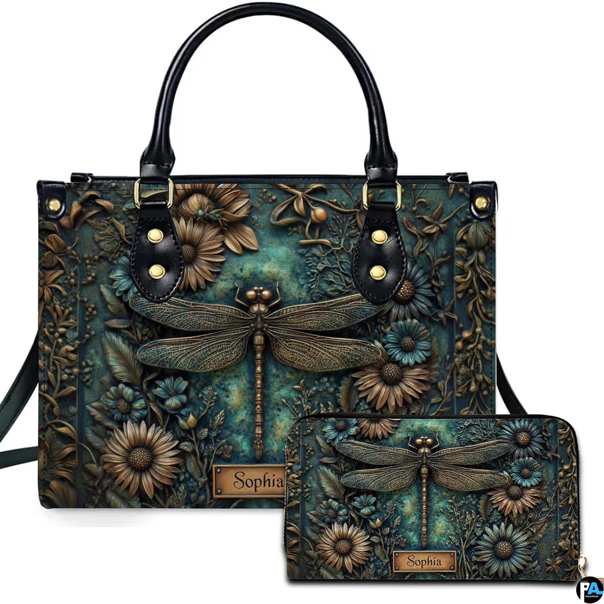Personalized Halloween Leather Handbag – Custom Witch 3D Printing Effect Purses For Women – Spooky Gothic Shoulder Bag