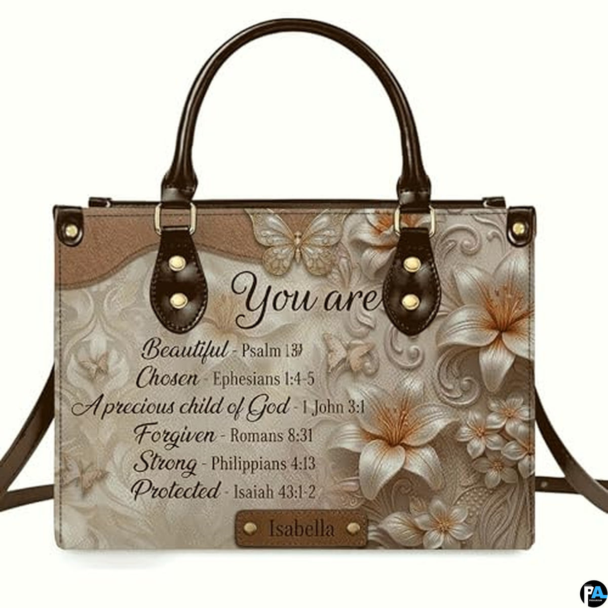 Personalized Christian Leather Handbag – Custom Purse Faith Gift for Mom, Grandma, Women Birthday or Christmas