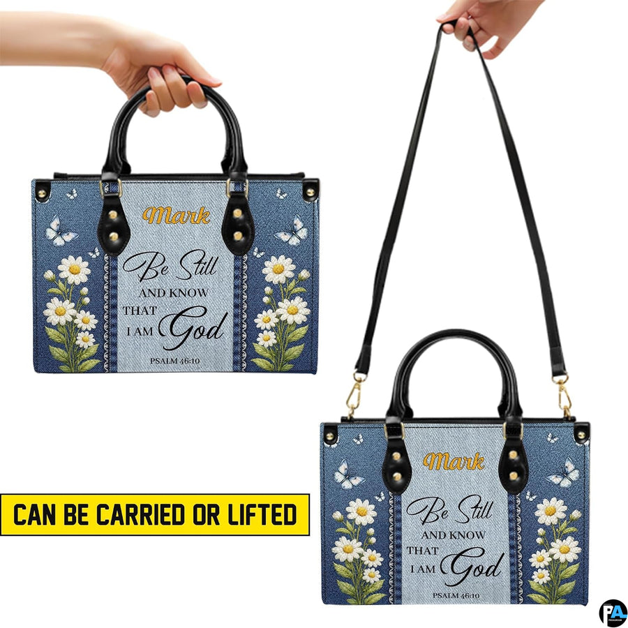 Tabletop coordinated view displaying synchronized daisy floral and scripture graphics across both matching items