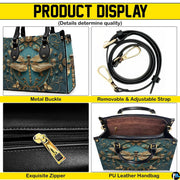 Product detail view highlighting buckle hardware, removable shoulder strap, zipper, and interior cavity
