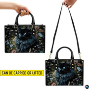 Black Cat Leather Bag – Vintage Cat Art Handbag, Stylish Animal-Themed Purse, Unique Gift for Cat Lovers