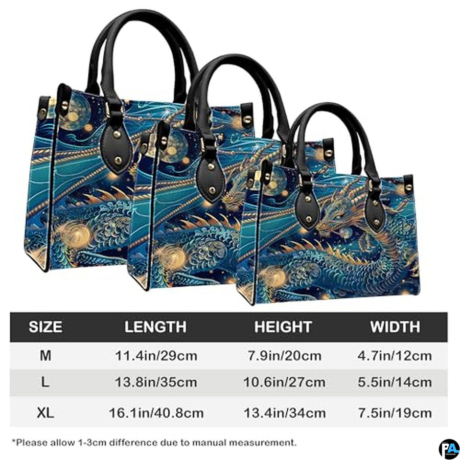 Personalized Dragon Leather Handbag, Fantasy Gothic Purse for Women, Mythical Shoulder Bag Gift for Dragon Lovers