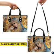 Visual guide illustrating top handle and shoulder strap carrying methods for Mary handbag