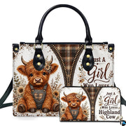 Front studio view showing baby calf in overalls beside split plaid graphic panel and botanical sprigs.