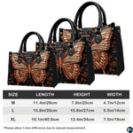 Size comparison chart detailing dimensions for medium, large, and extra-large handbags.