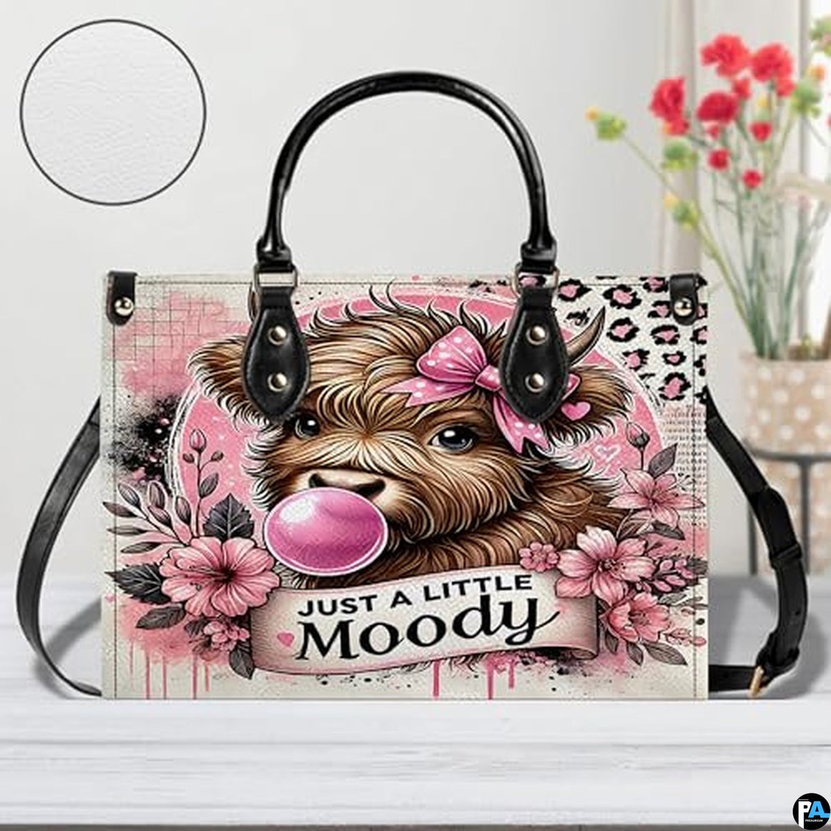 Highland Cow Leather Handbag Custom Cow Purse for Women Country Farm PU Leather Tote Gifts for Farmers Girls Mom Gift