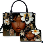 Personalized Black Women Leather Bag, Custom Name African Purses and Handbags Gifts for Mom Birthday Christmas Mothers Day