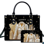Perspective angle of structured doctor handbag displaying side and front proportions