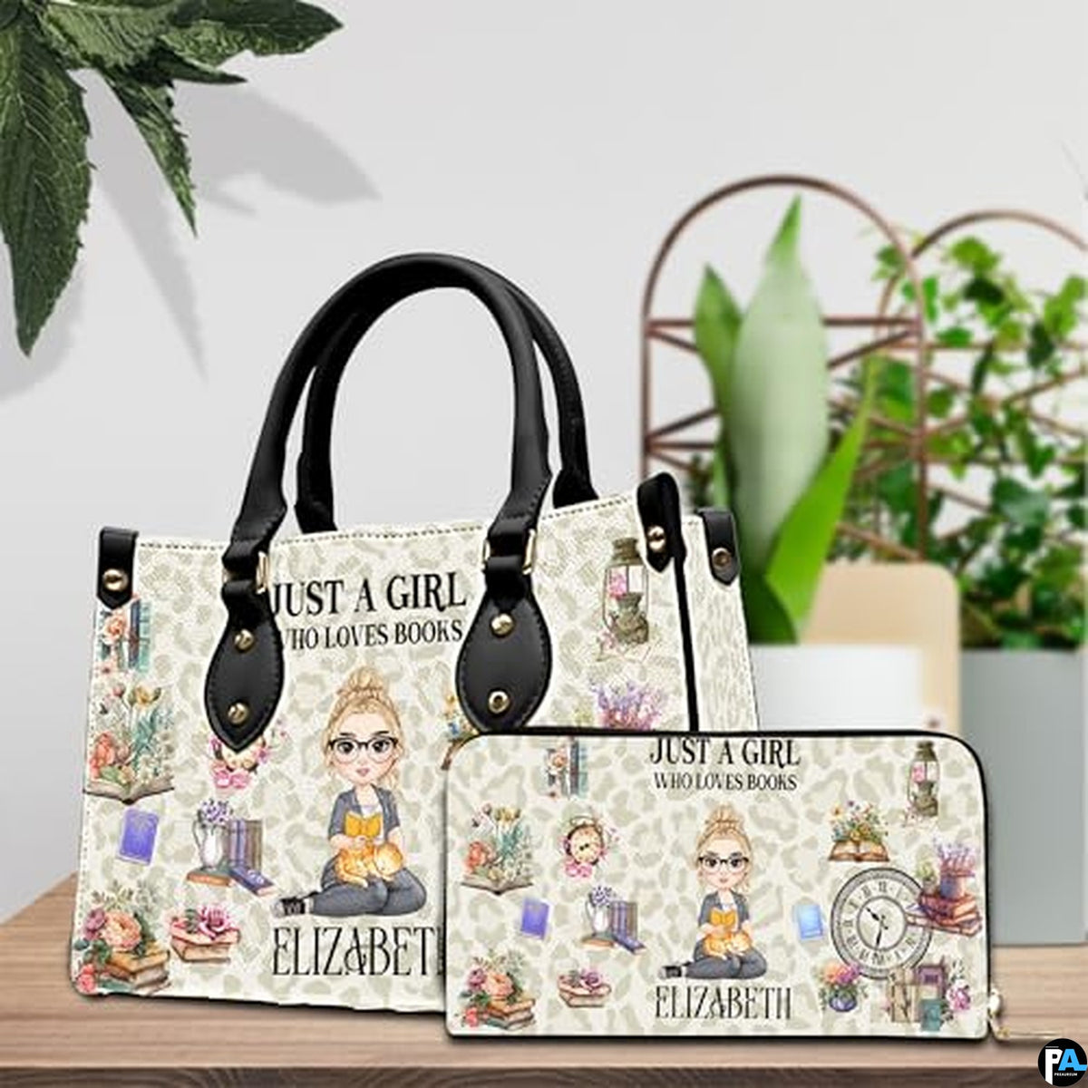 Personalized Book Lover Leather Bag, Just A Girl Who Loves Book Handbag With Name, Books Purse, Gifts For Readers, Writer