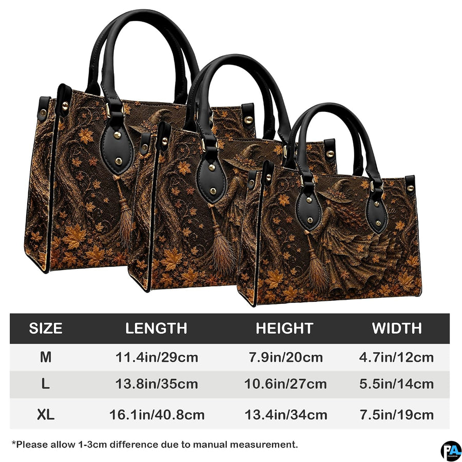 Structured proportional scaling chart outlining silhouettes for the autumn witch art accessory.