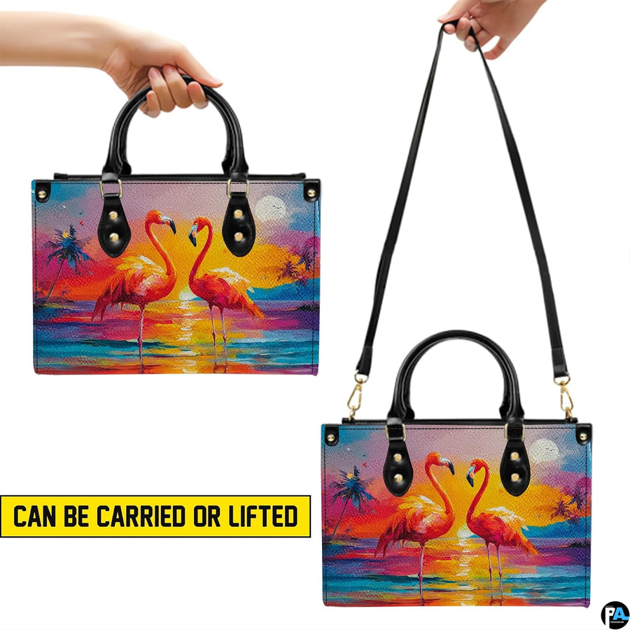 Interior view of the handbag displaying lining and spacious central compartment.
