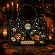 Frontal presentation highlighting the black cat moon art design on the primary accessory silhouette.