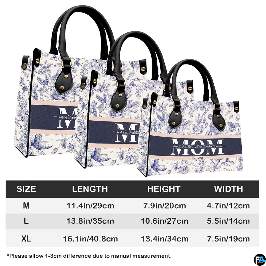 Dimensional proportion diagram illustrating scale of the blue toile floral accessory.