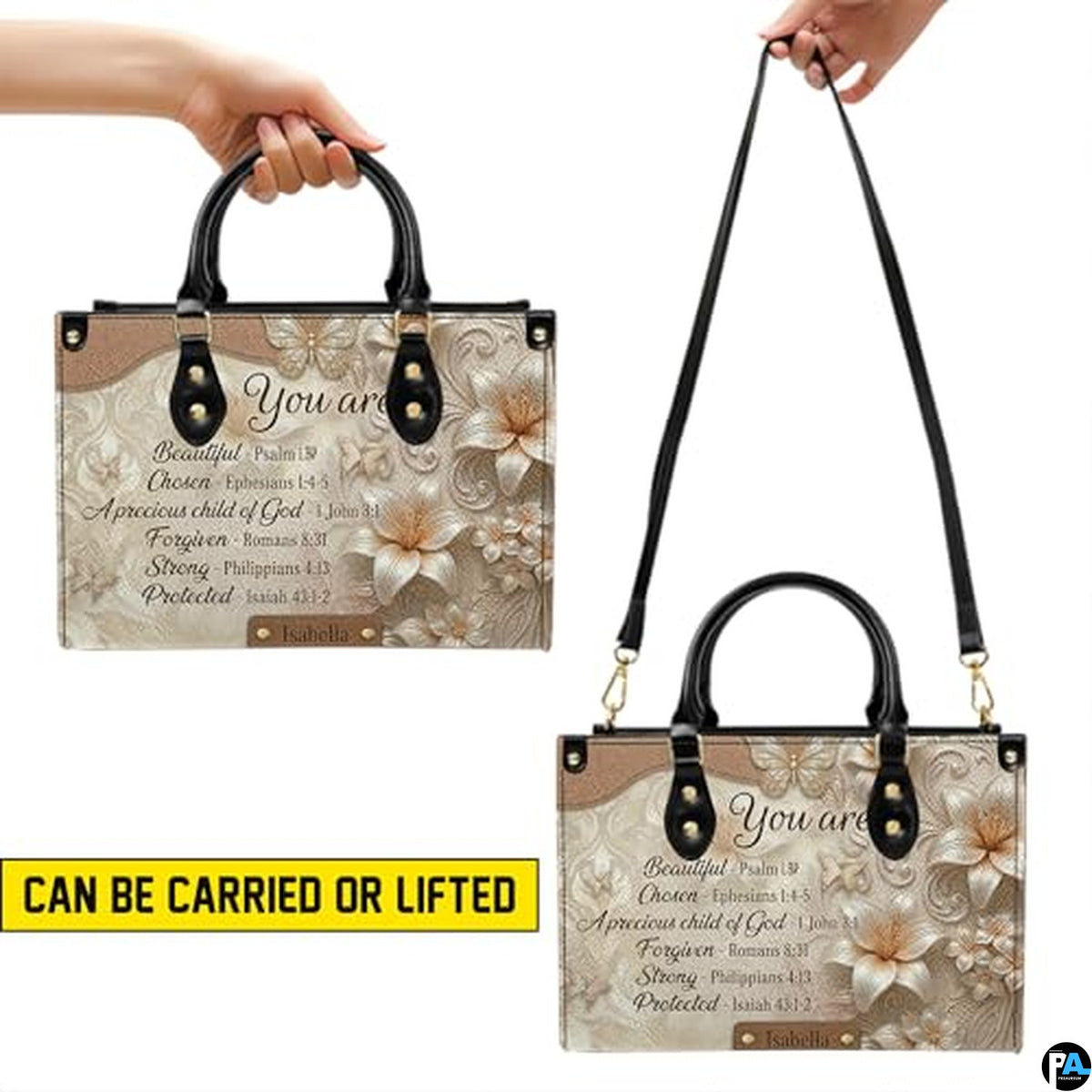 Personalized Christian Leather Handbag – Custom Purse Faith Gift for Mom, Grandma, Women Birthday or Christmas