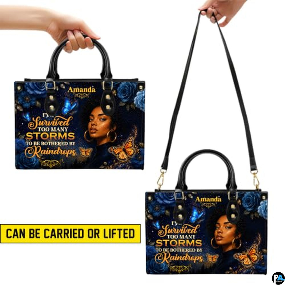Personalized African American Leather Bag, African Purse, Gifts for Black Girl Women, Black History Handbags