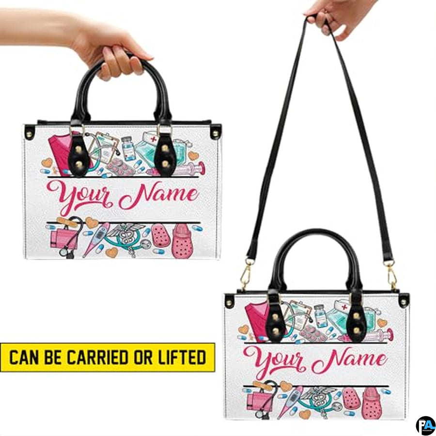 Personalized Nurse Leather Bag – Custom Medical Handbag & Purse Set with Name Gifts for Nursing Student Christmas Gift