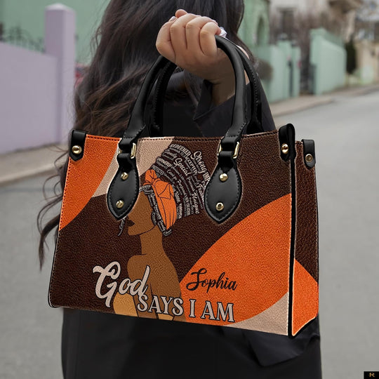 PREAUREUM "{split_values}" Personalized {collection_title} Leather Handbag