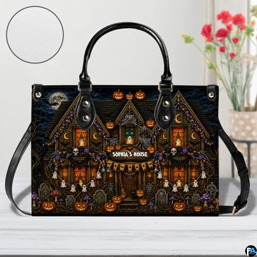 Personalized Witch Leather Bags, Halloween Purses For Women, Witch Art Bag, Spooky Halloween Purses, Holiday Gifts